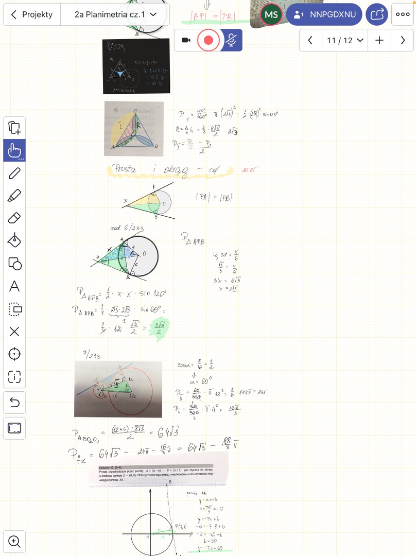 Using the Explain Everything whiteboard to write math notes