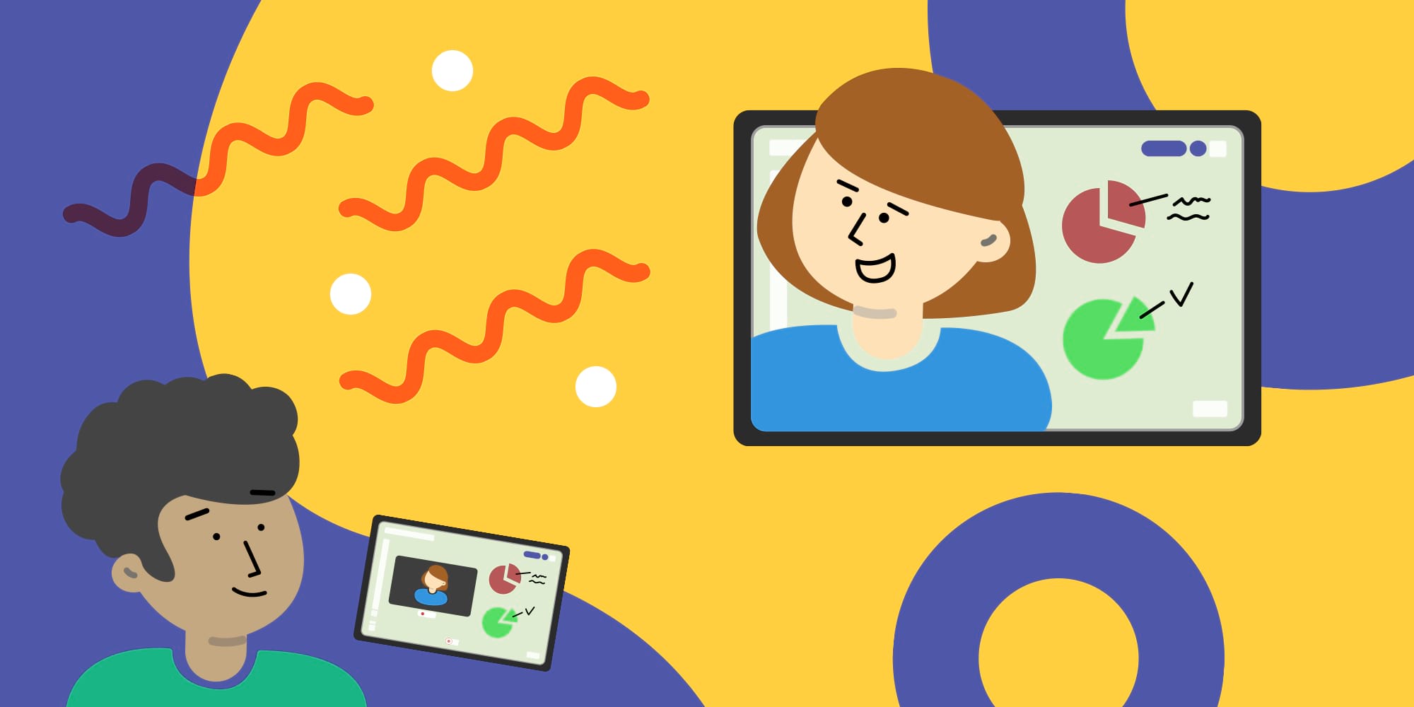 Remote whiteboarding tips cover two people working remotely on a whiteboard