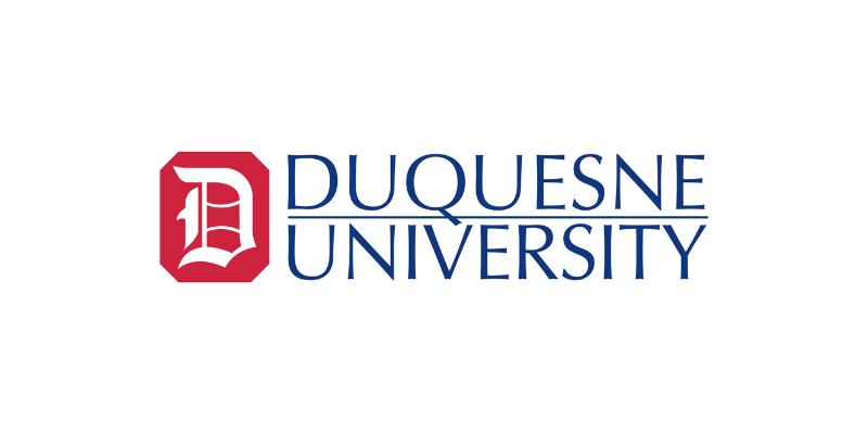 Duquesne University logo in red, white and blue