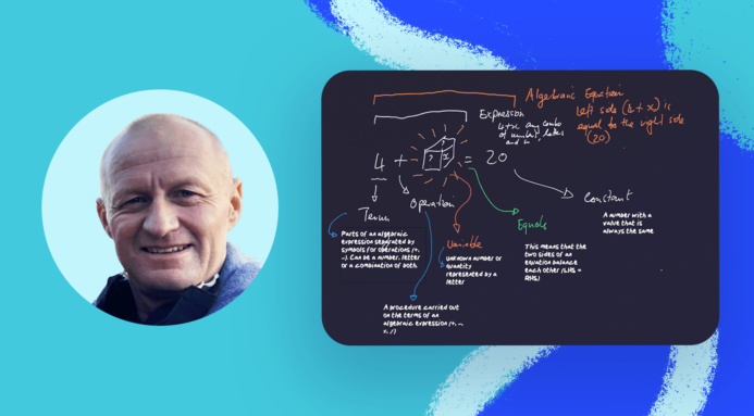 George Wienekus teaching math with a whiteboard app