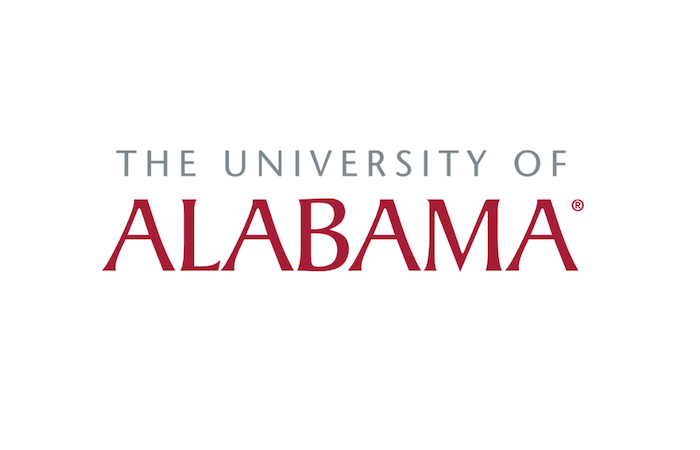 University of Alabama logo grey white and red
